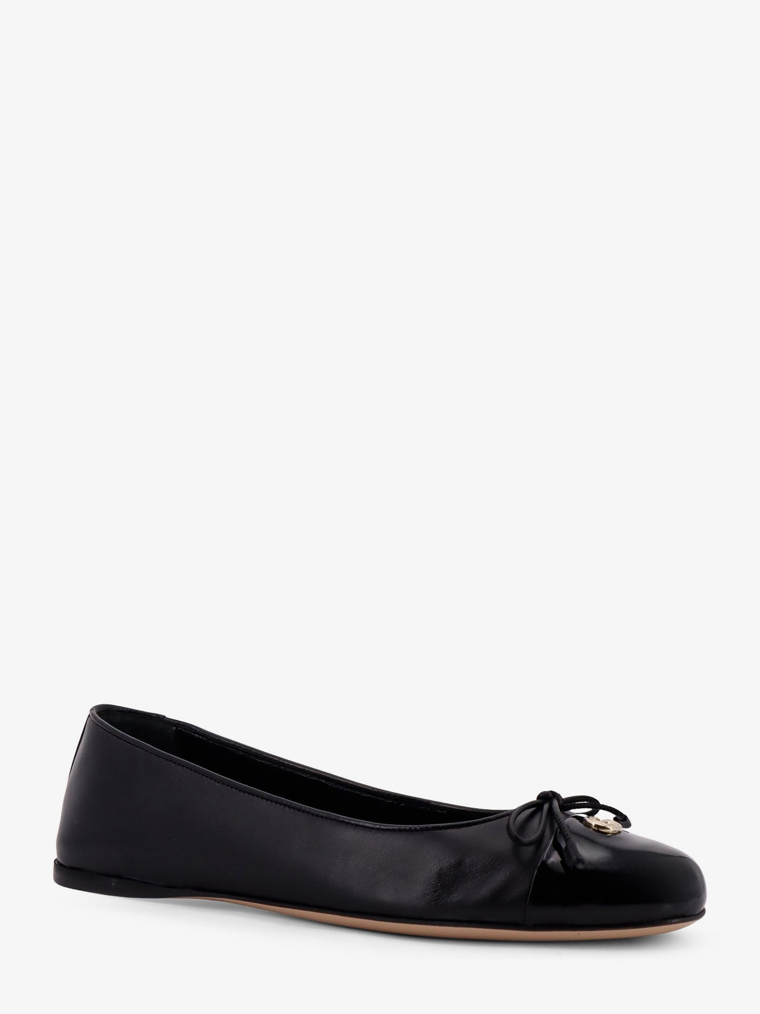 Leather Ballerinas With Patent Leather Detail - 2