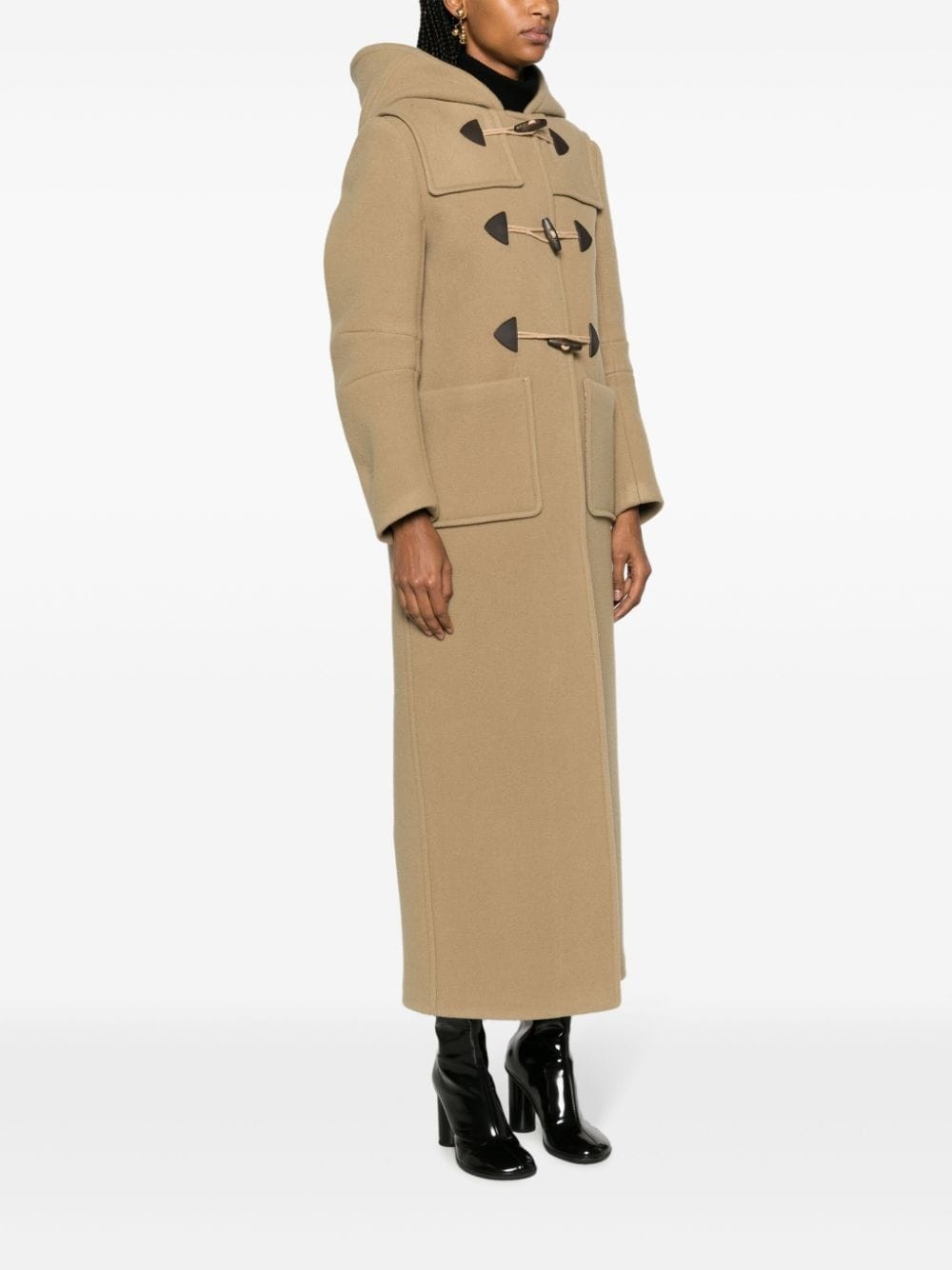 slouch-hood wool coat - 3