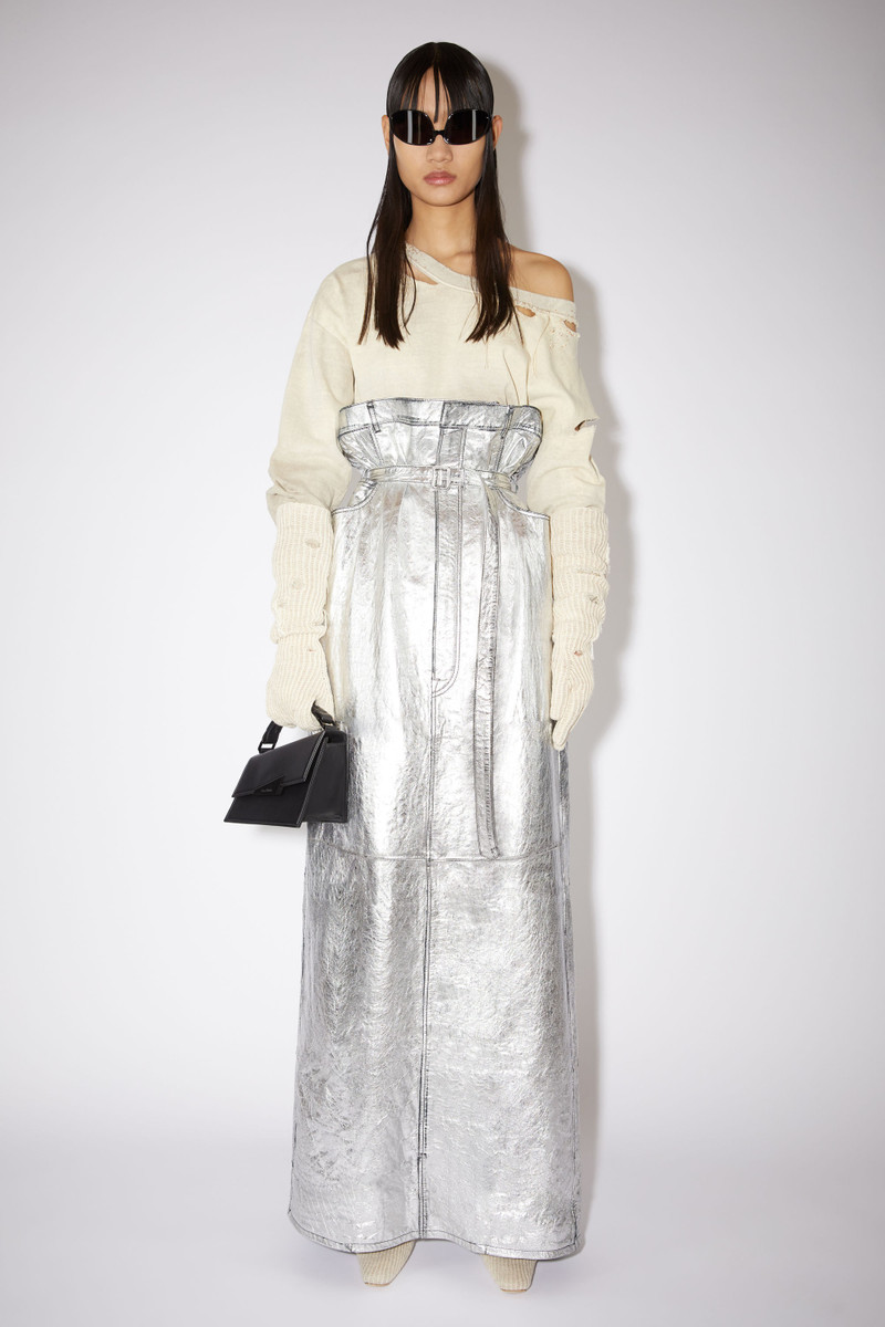 Acne Studios High waist leather maxi skirt - Silver outlook
