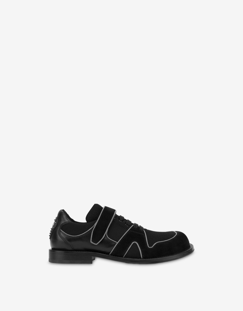 DERBY SHOES IN CALFSKIN, SUEDE, AND MESH 1