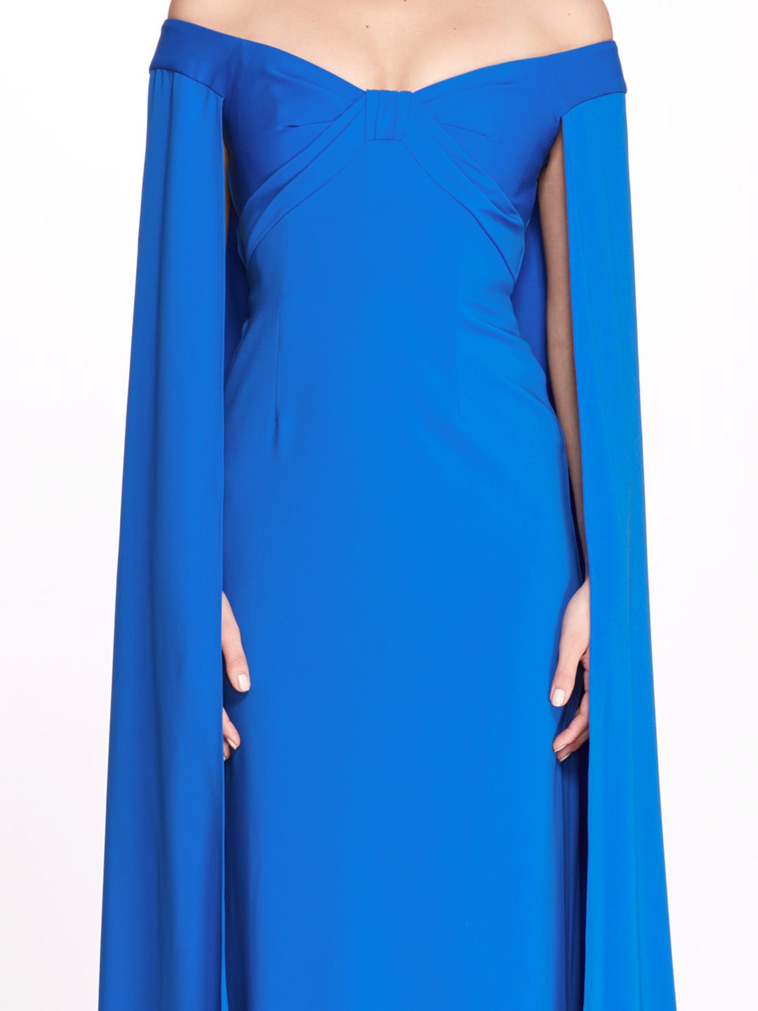 OFF SHOULDER CAPED COLUMN GOWN - 4
