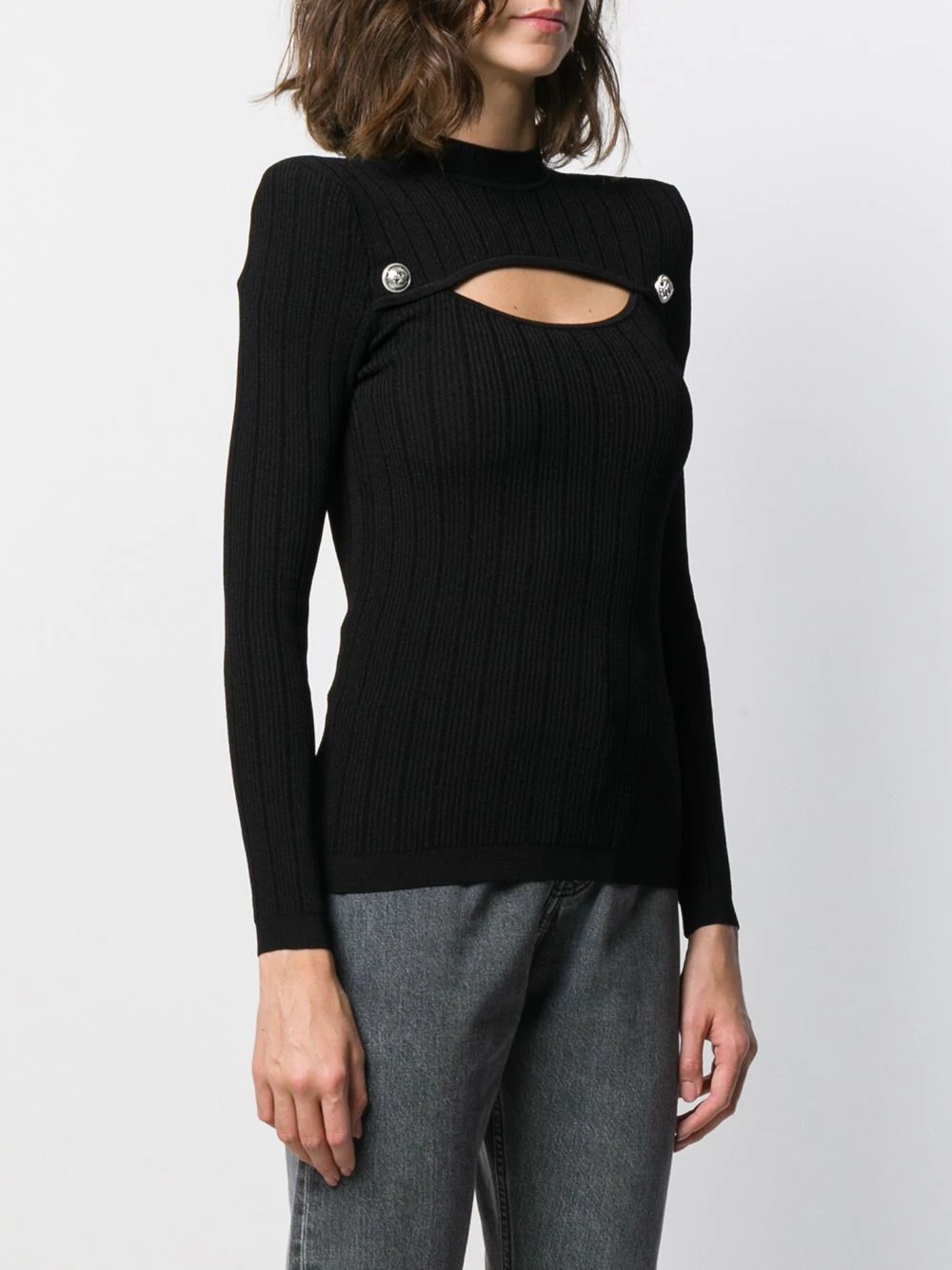 structured cut out knitted top - 3