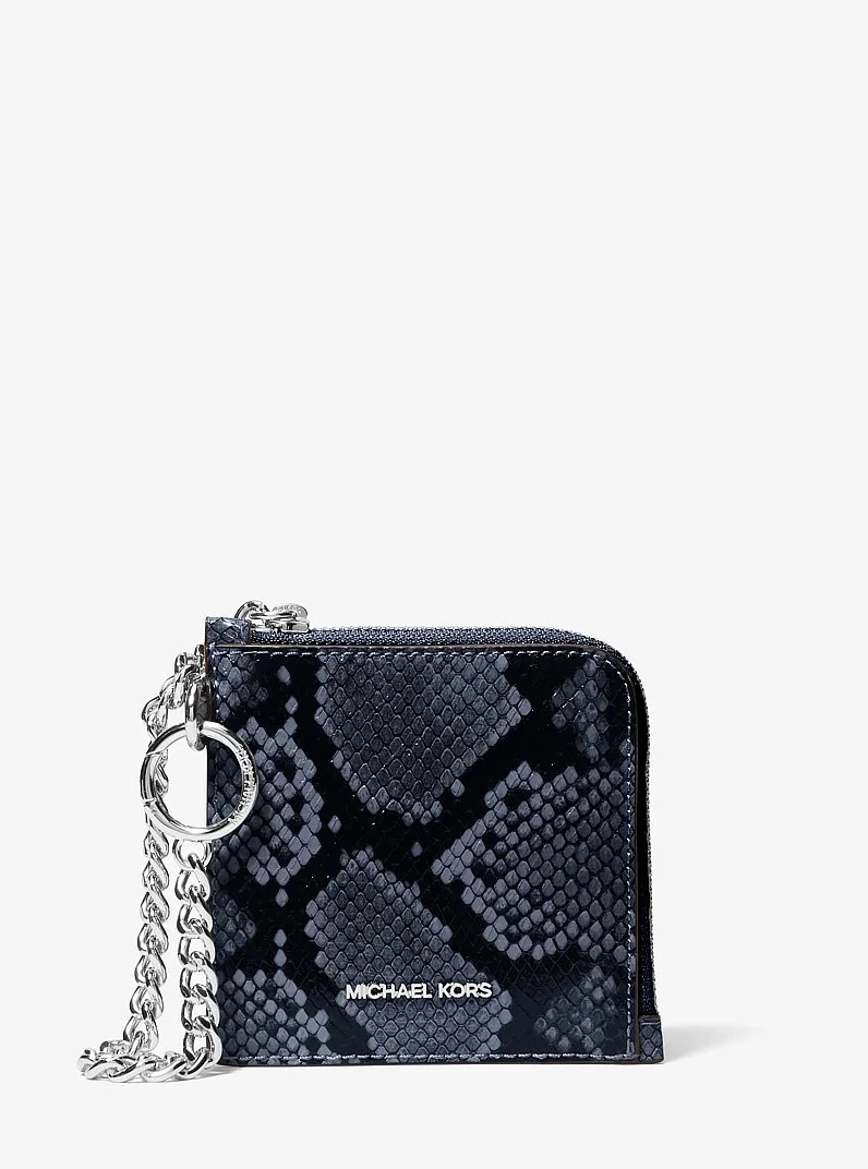 Jet Set Travel Medium Snake Embossed Chain Wallet - 1