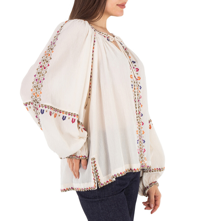 Isabel Marant Ladies Ecru Clive Silk Blend Blouse - 3
