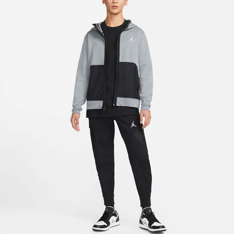 Men's Air Jordan Contrasting Colors Pocket Sports Hooded Cardigan Jacket Gray DJ0876-091 - 3