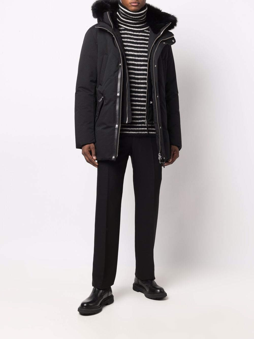 Edward logo-print faux fur-trim padded jacket - 2