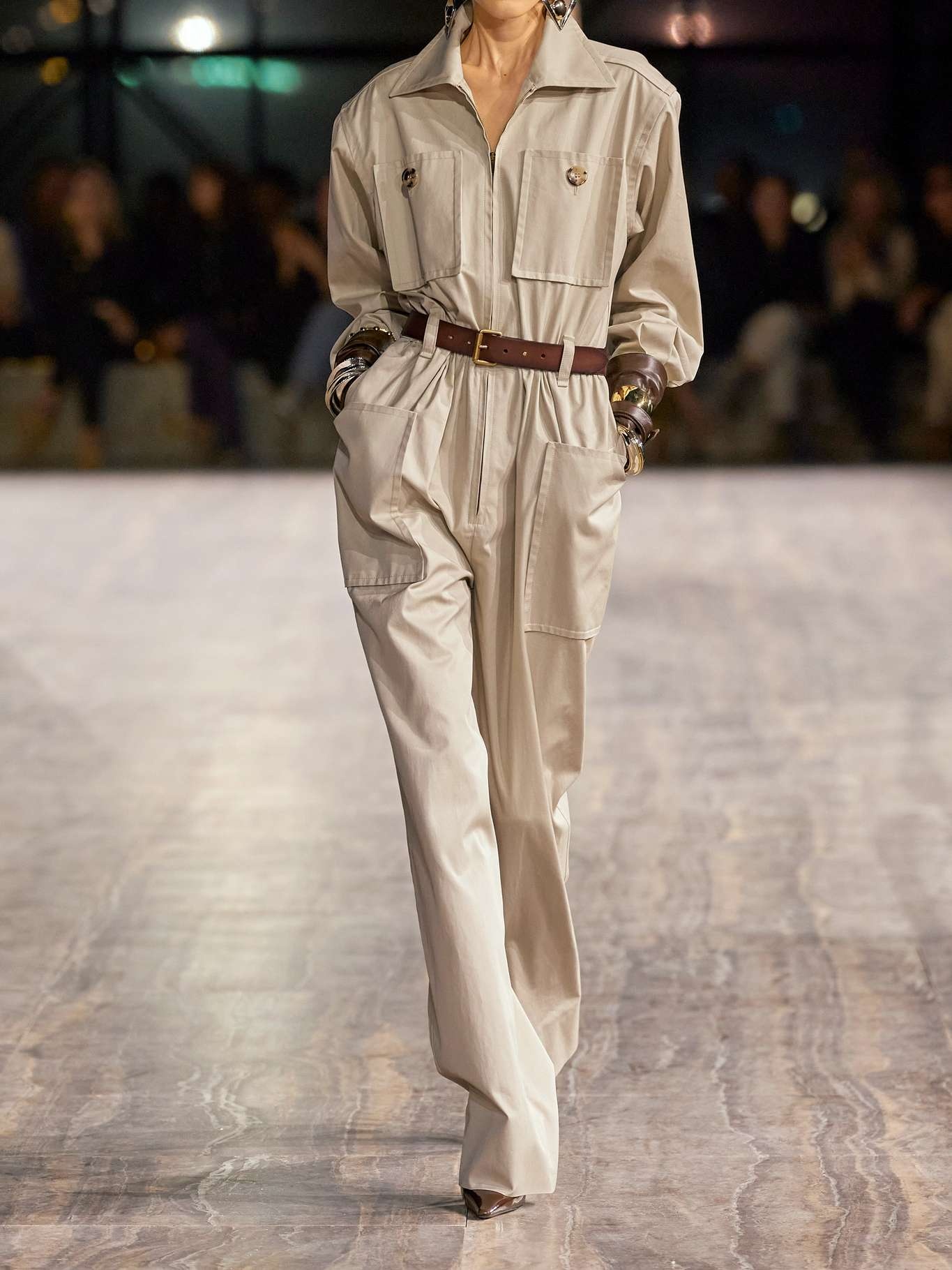 Belted cotton-twill jumpsuit - 4