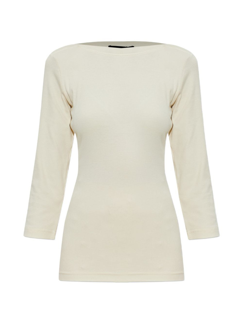 three-quarter sleeve boat-neck top 1