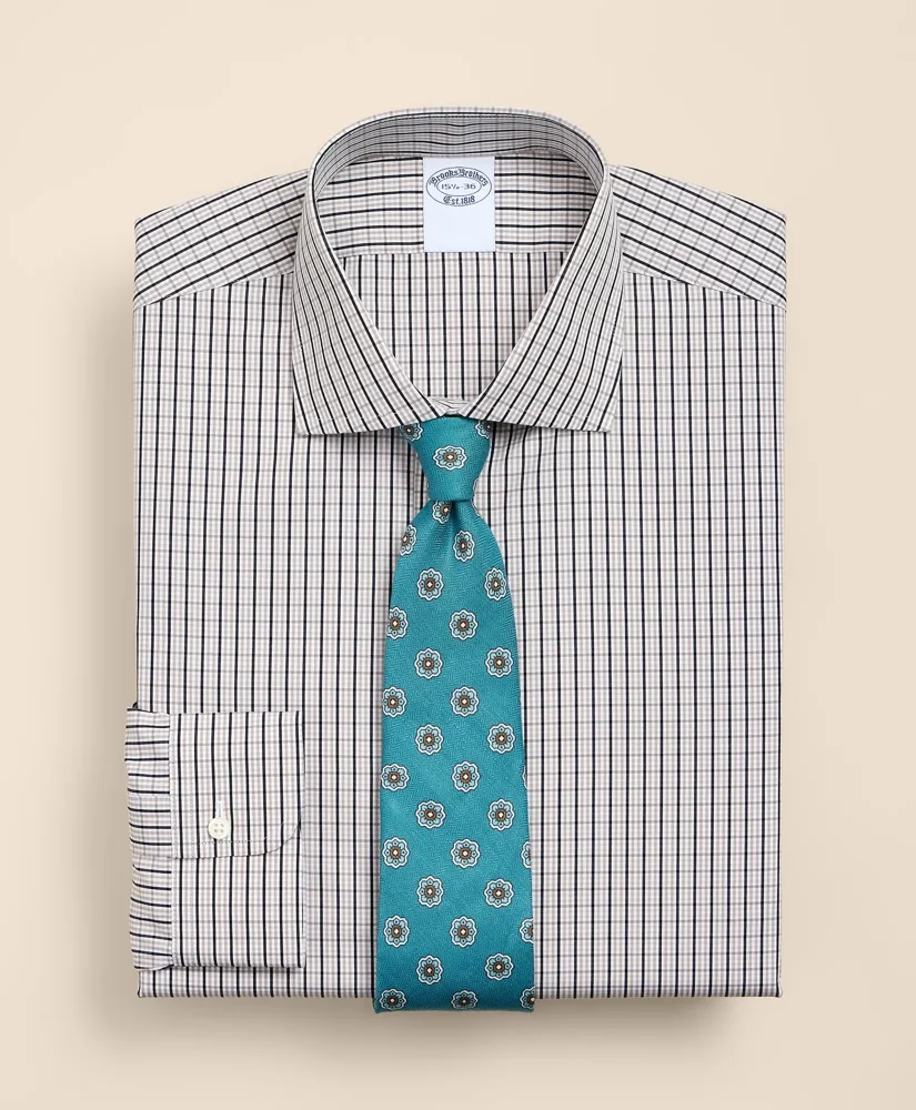 Pure Supima® Cotton Regular-Finish English Spread Collar, Check Dress Shirt - 1