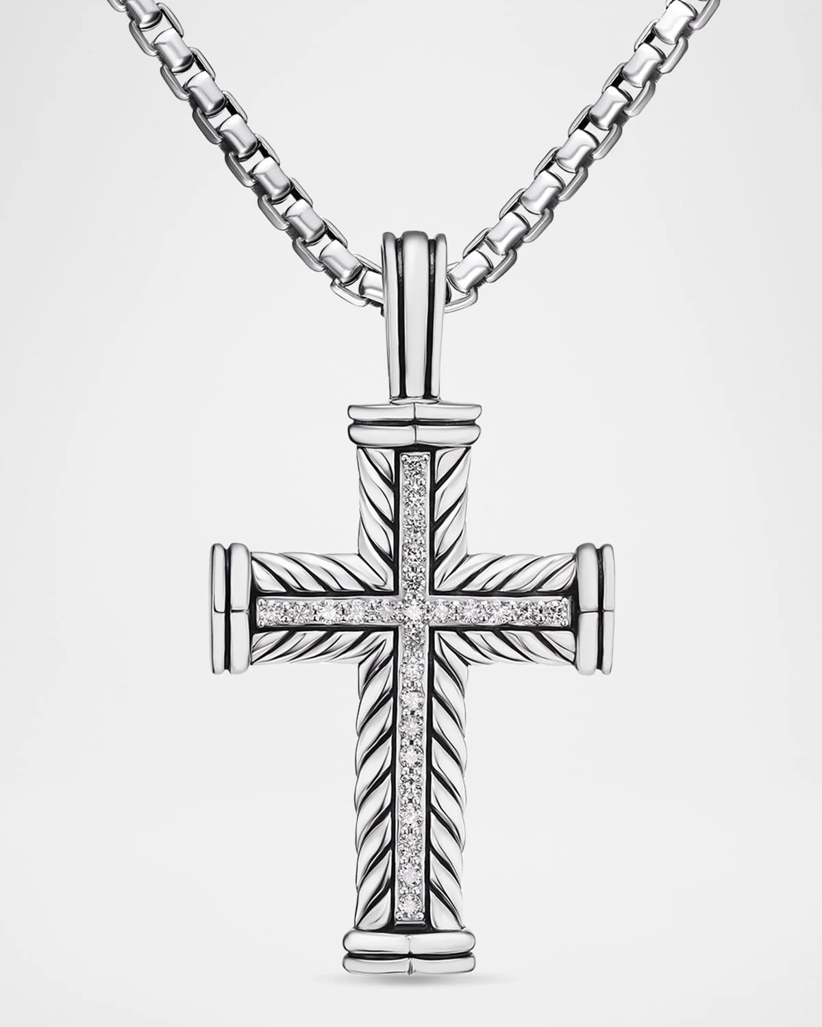Men's Chevron Cross Enhancer with Diamonds in Silver, 30mm - 1
