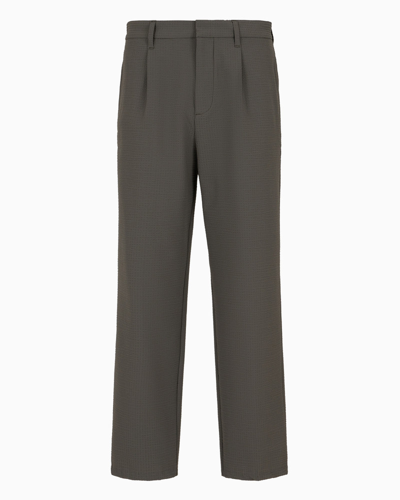 Pleated technical-seersucker fabric chinos 1