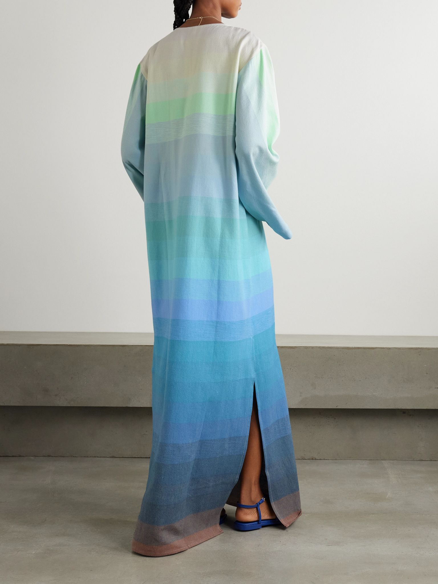 Striped cotton coverup Blue - 3