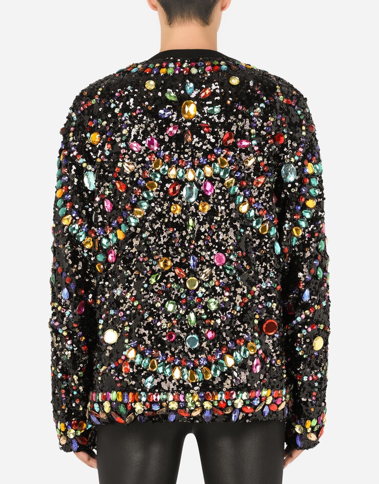 Multi-colored sequined T-shirt with crystals - 2