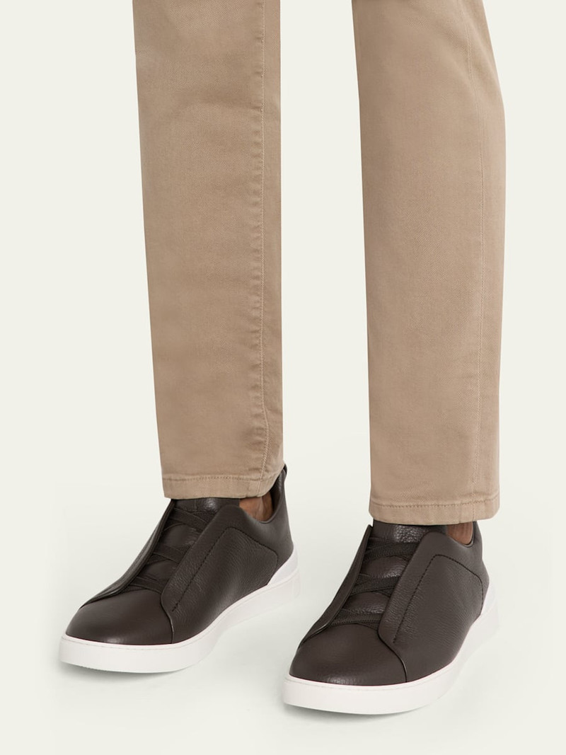 ZEGNA Men's Triple Stitch Deerskin Leather Sneakers outlook