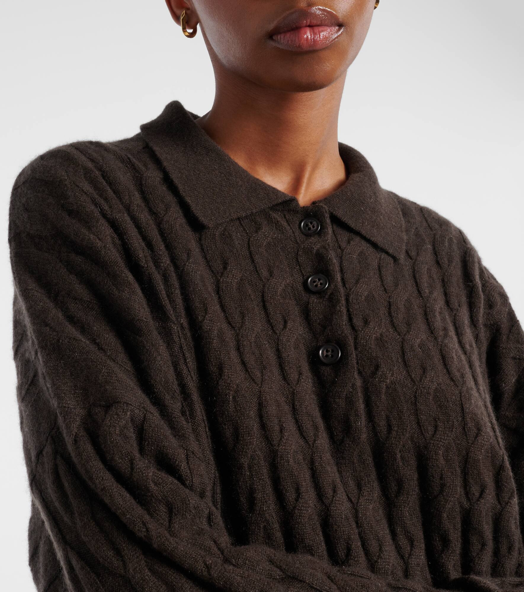 Cable-knit cashmere polo sweater - 4