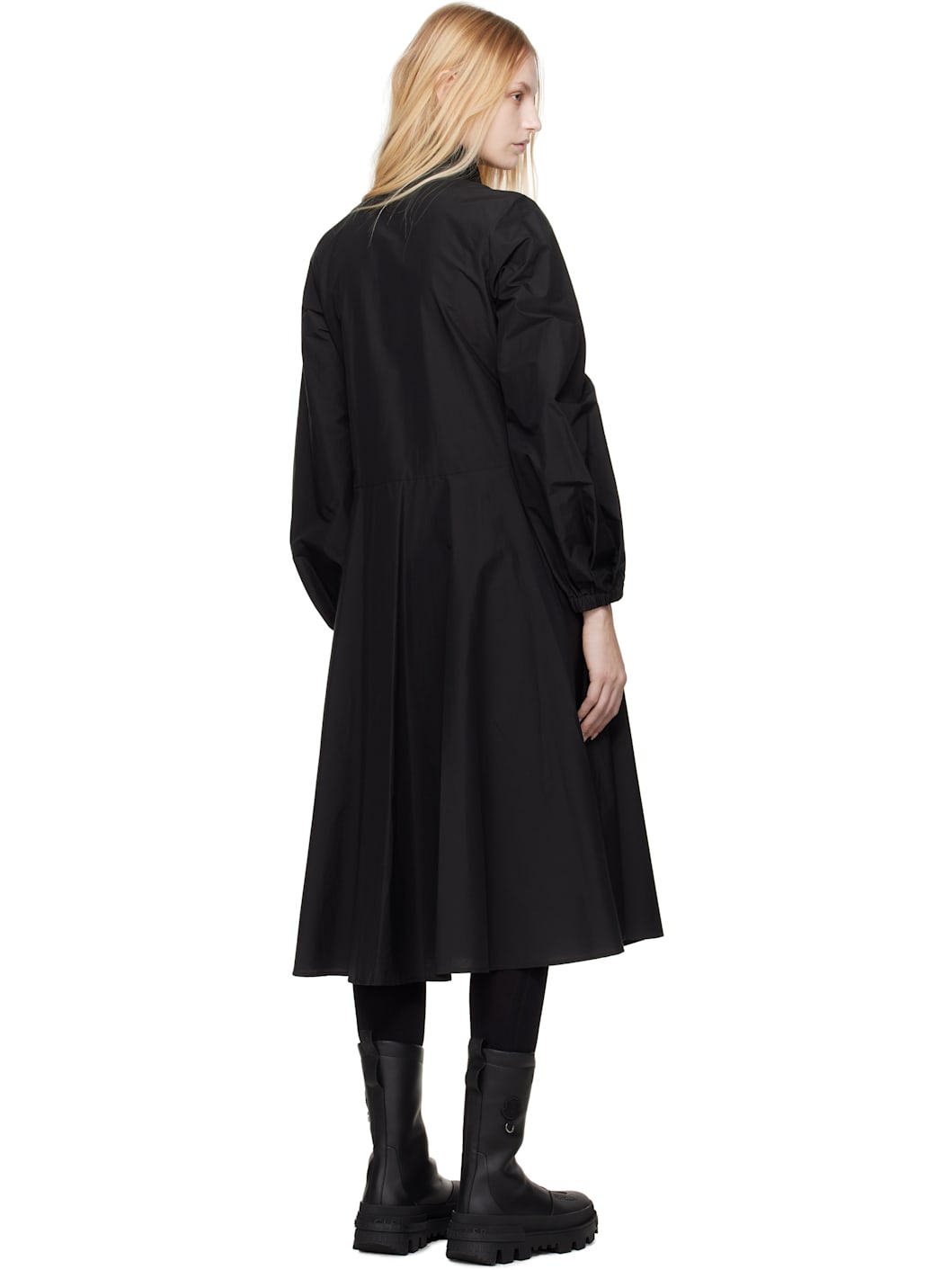Black Front Zip Midi Dress - 3