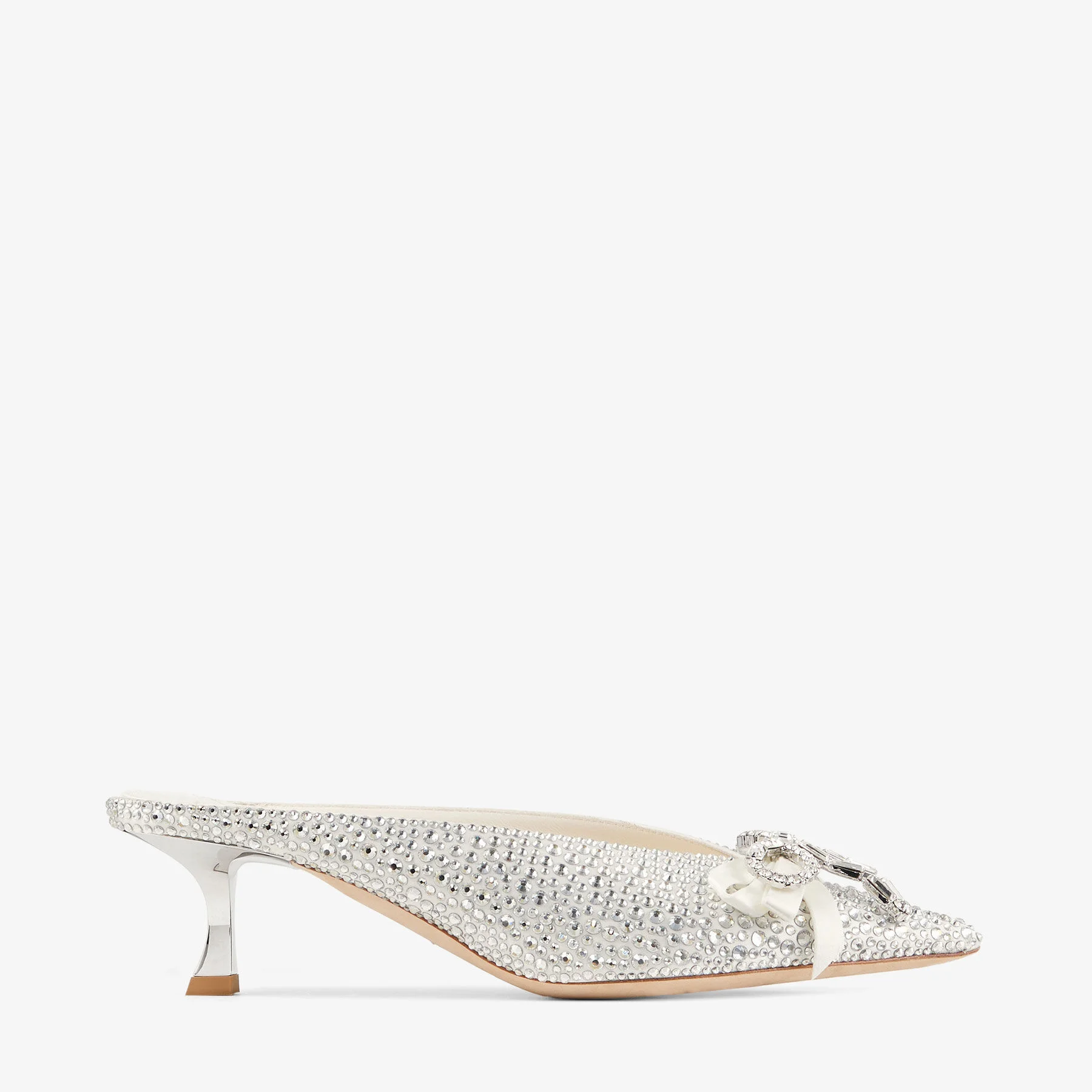 Auria Mule 50
Ivory Satin and Princess Crystal Hotfix Mules - 1