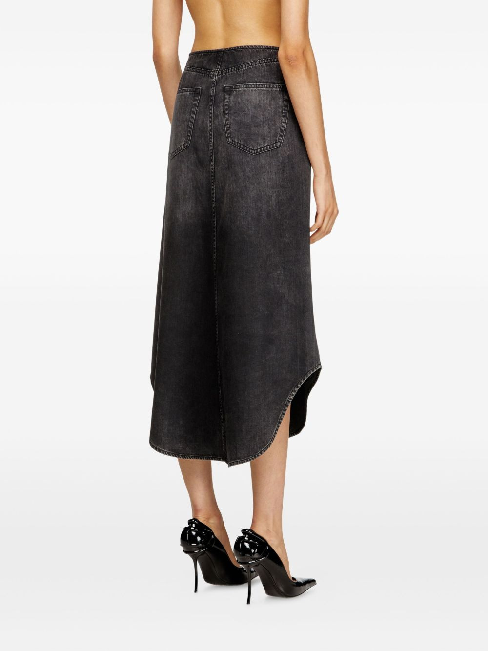 curved-hem denim skirt - 4