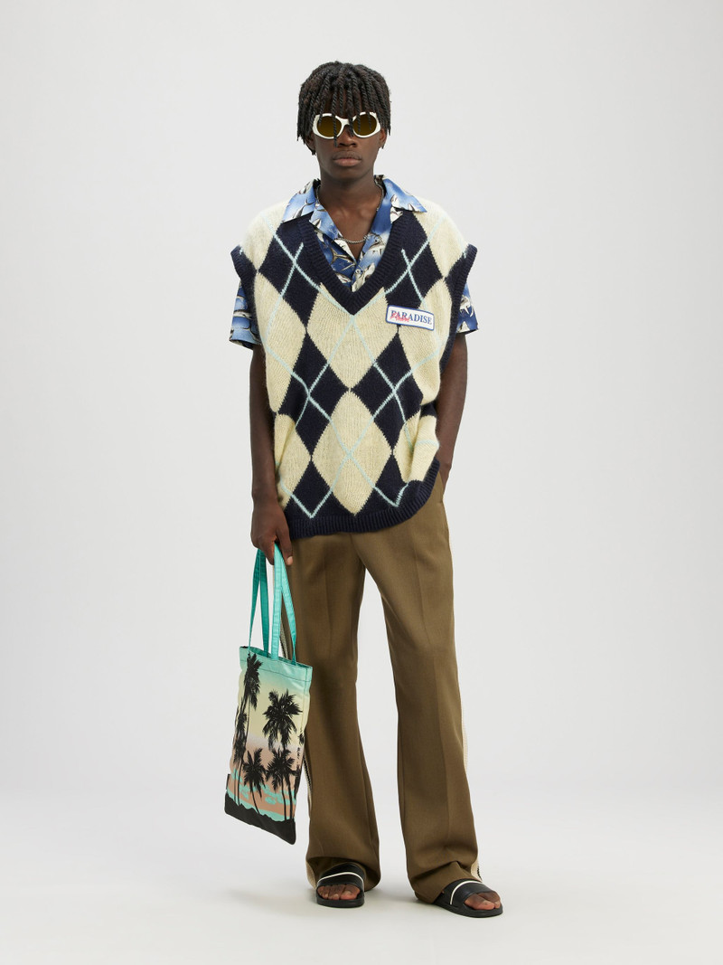 Palm Angels Brushed Argyle Knitted Vest outlook