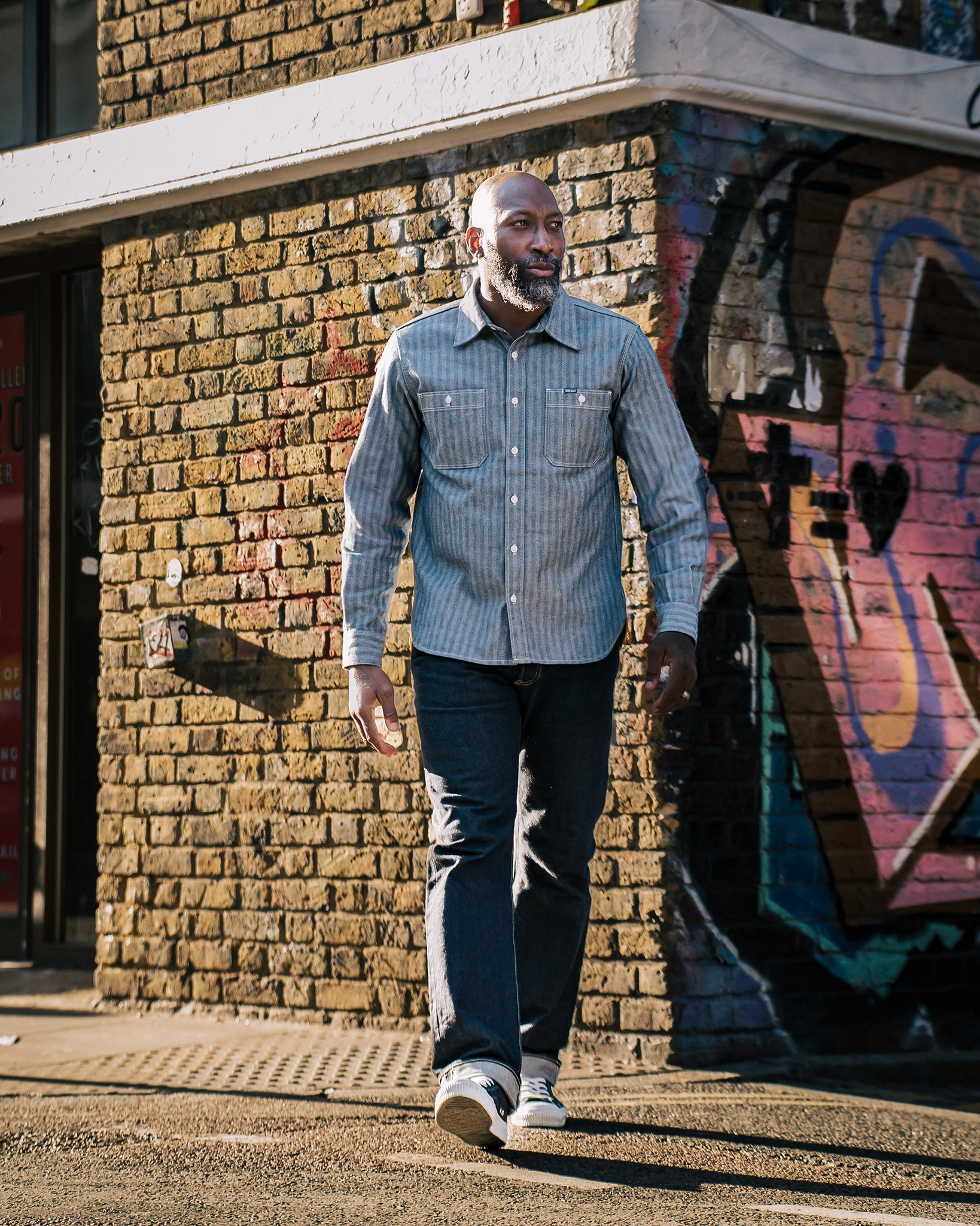 IHSH-308-IND 12oz Herringbone Work Shirt - Indigo - 4