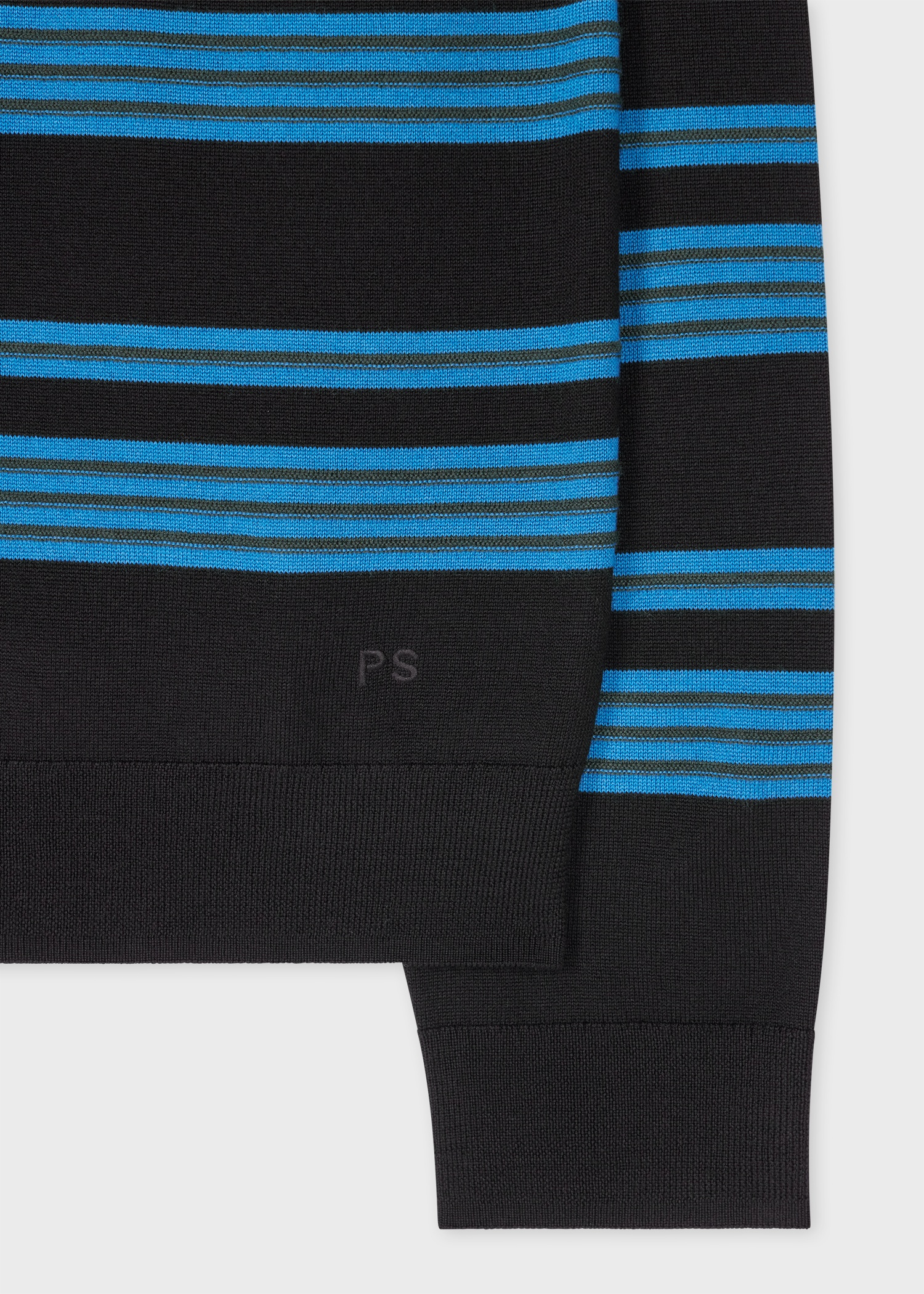Black Raised Stripe Merino Wool Sweater - 2