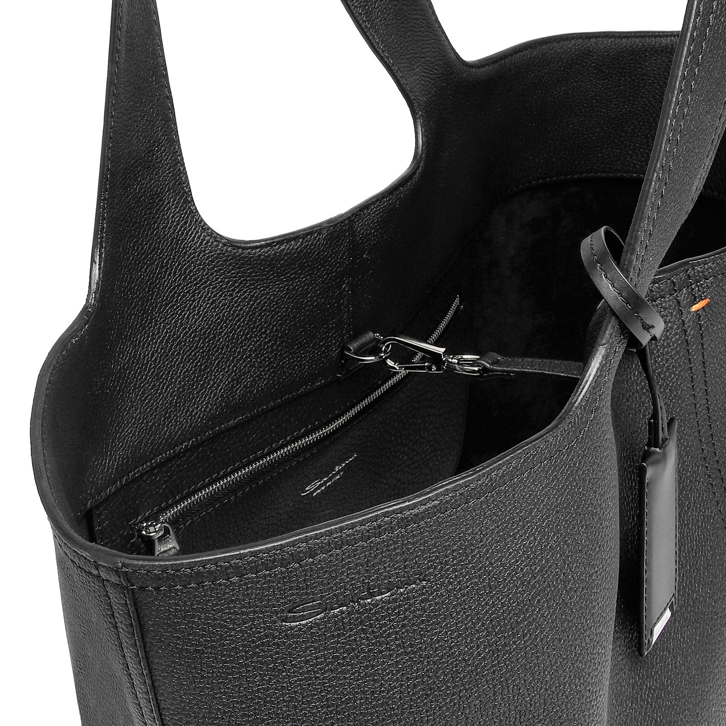 Black tumbled leather shoulder bag - 4