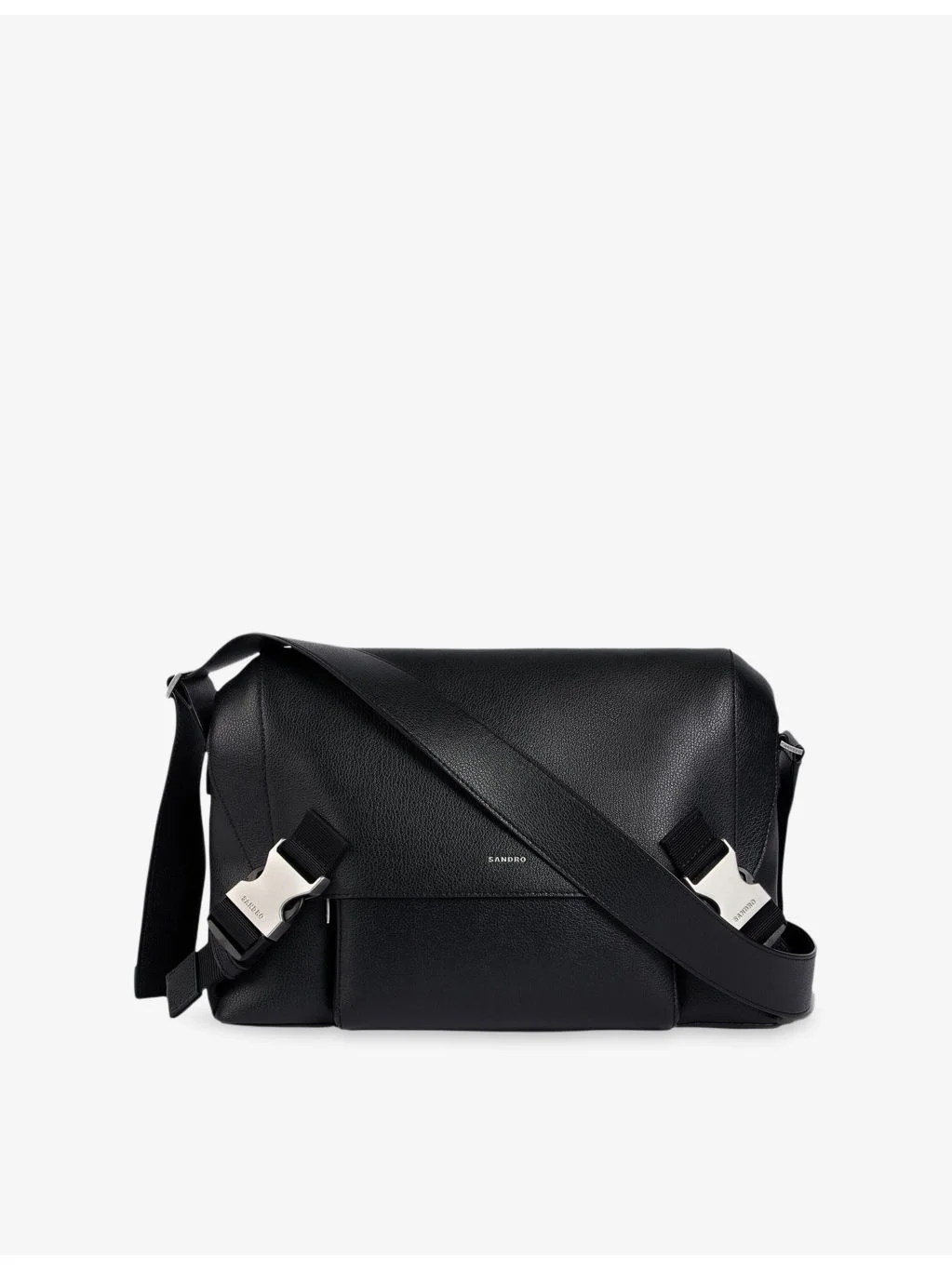 Brand-Embossed Leather Messenger Bag - 1