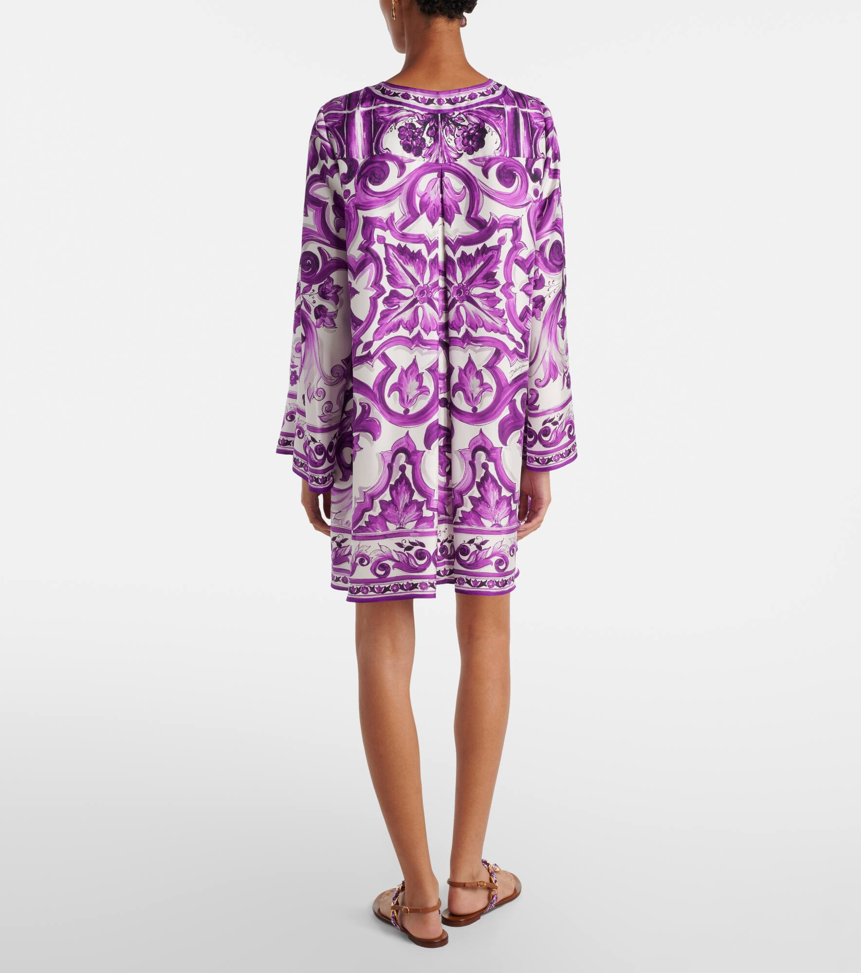 Majolica silk twill minidress - 3