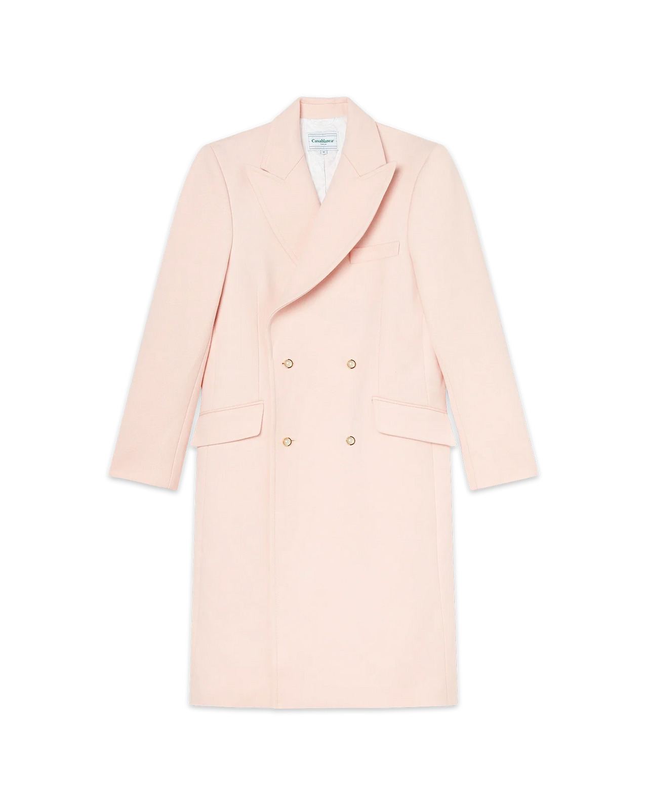 Pink Nativa Wool Double Breasted Overcoat - 1