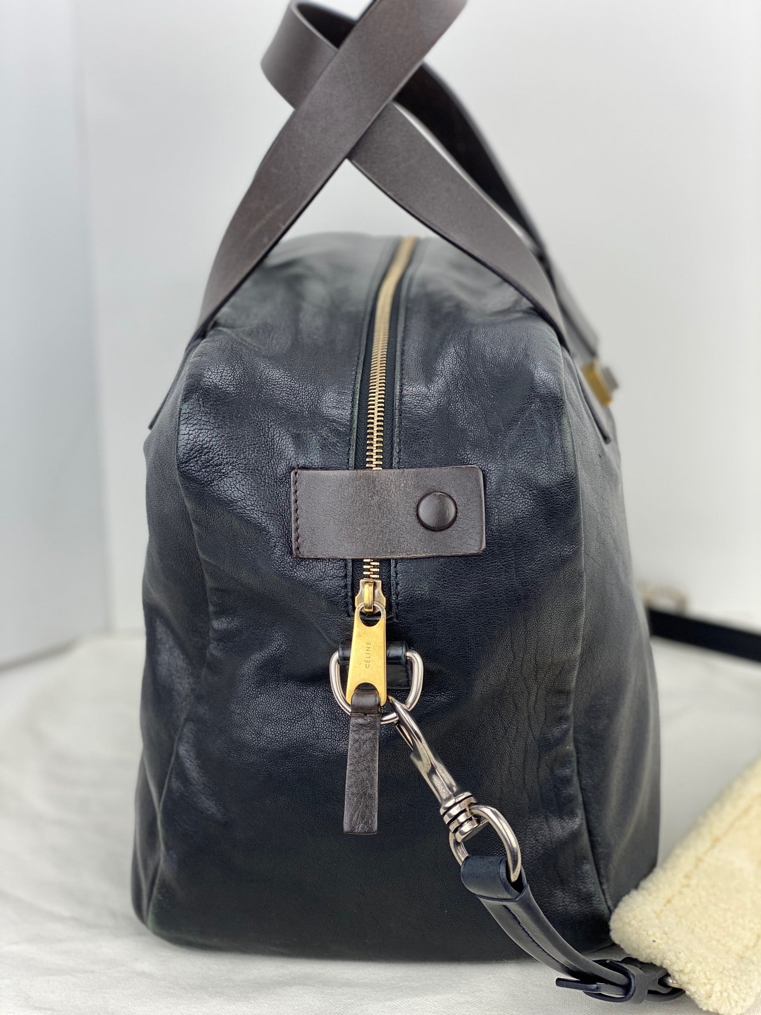 Celine Black Leather Handle Bag Vintage Briefcase messenger Bag - 4