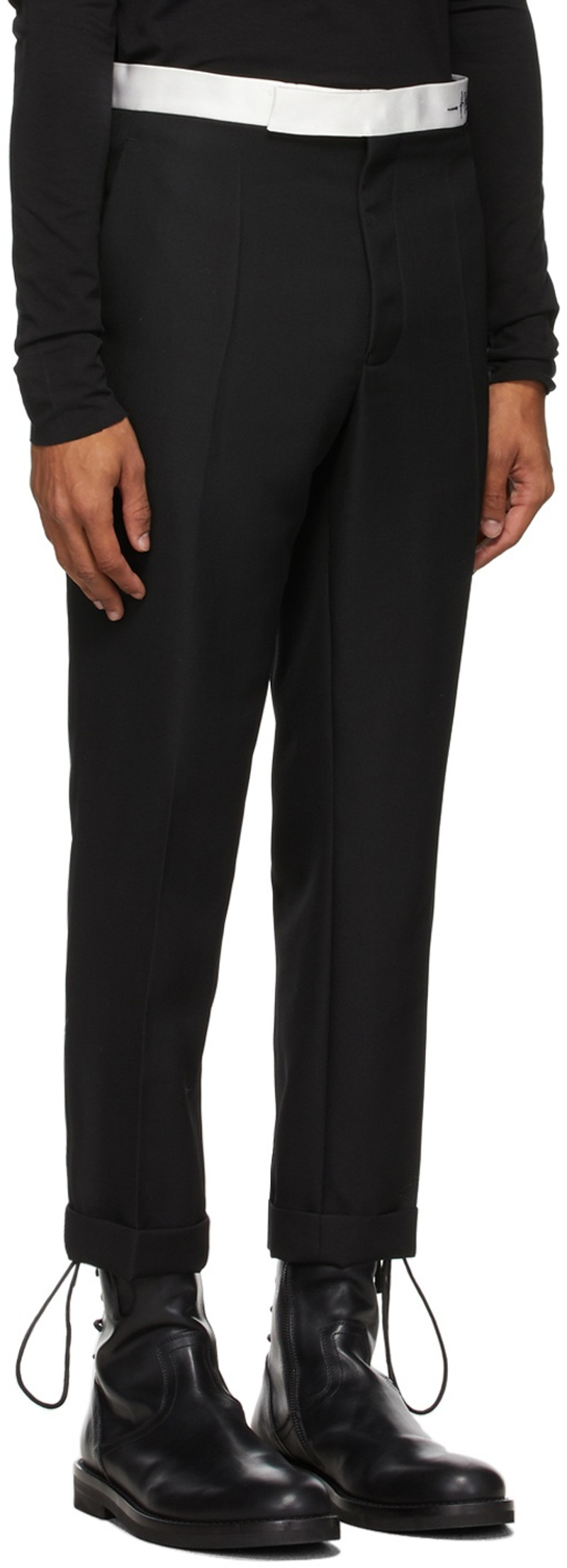 Haider Ackermann Black & White Satin Waistband Trousers outlook