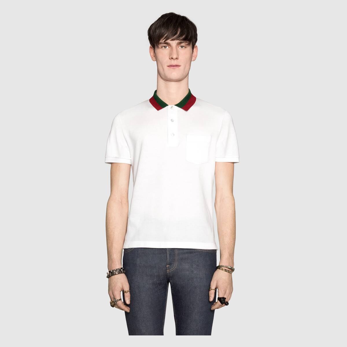 Cotton polo with Web collar - 3