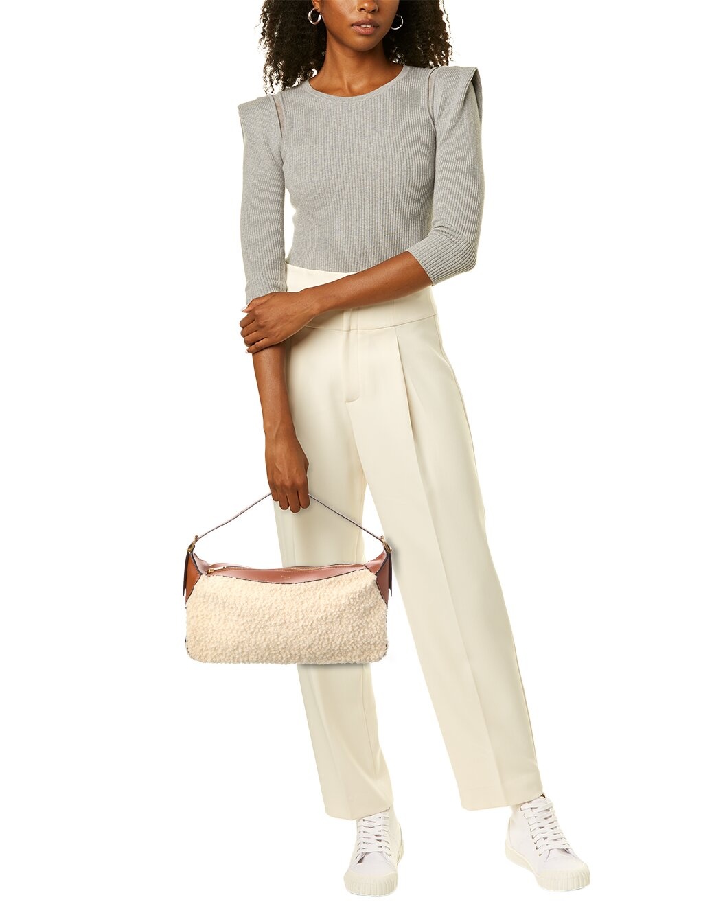 CELINE Romy Medium Shearling & Leather Hobo Bag - 4