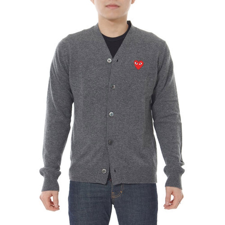 COMME des GARCONS PLAY Cardigan Red Emblem 'Grey' AZ-N008-051-3 - 2