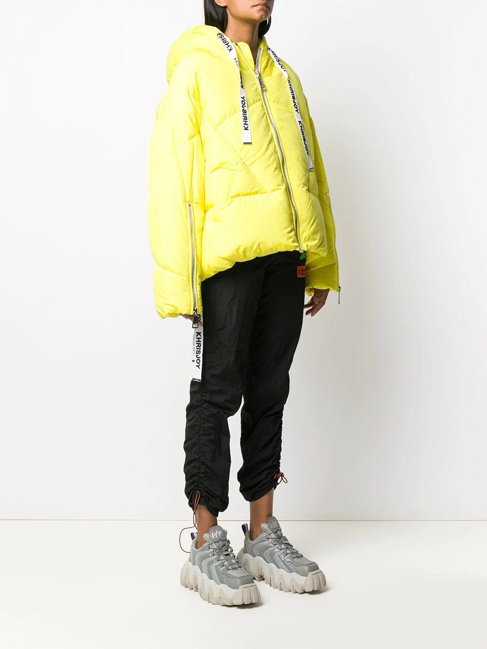 logo drawstring puffer jacket - 3