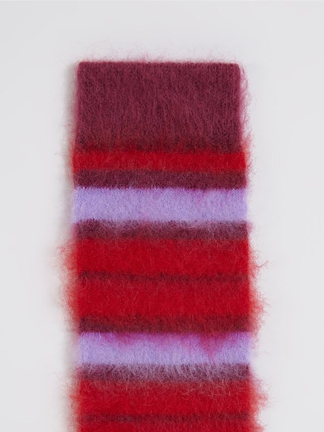 RED AND PURPLE STRIPED MOHAIR SOCK - 3