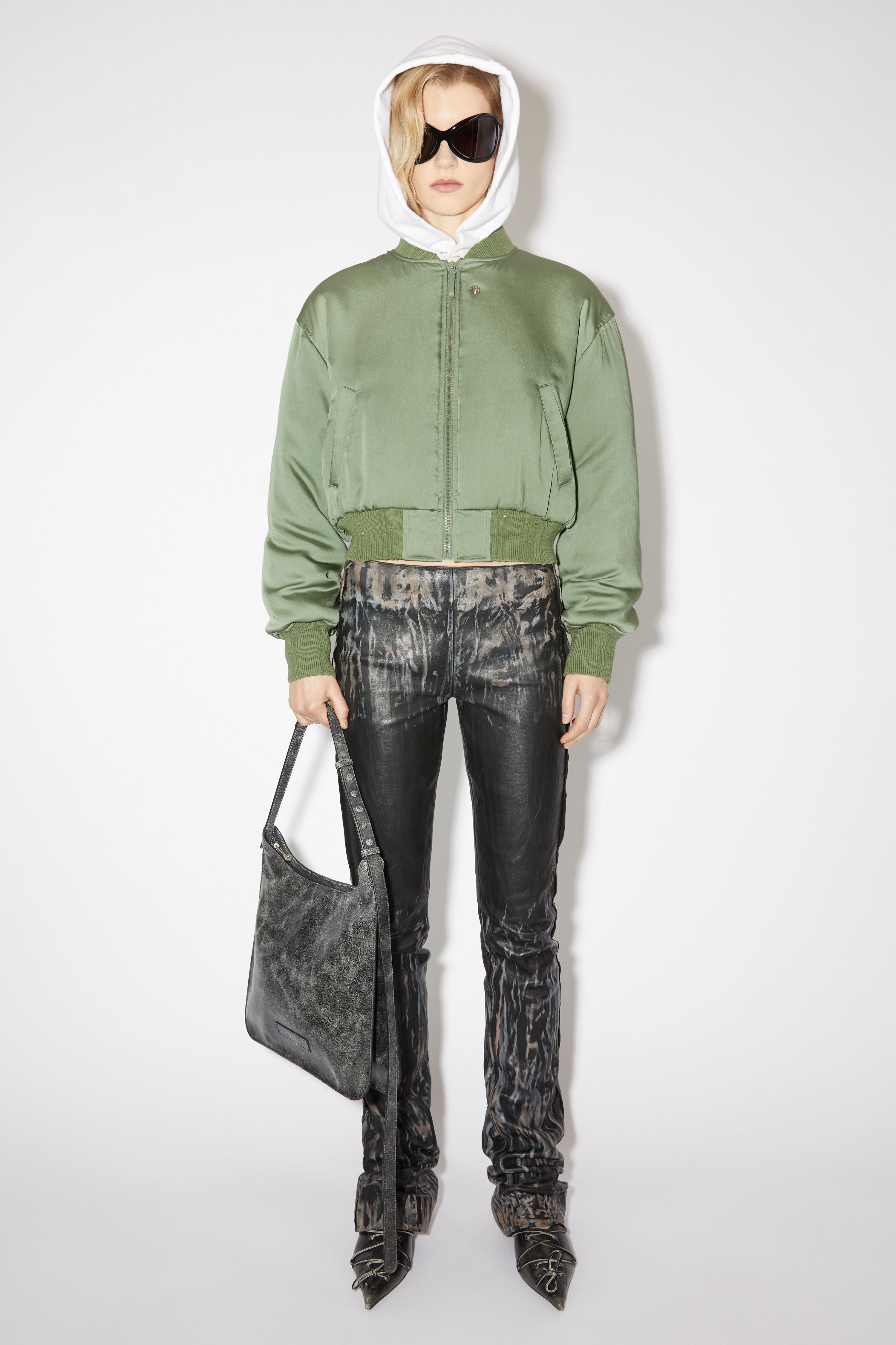 Logo patch bomber jacket - Dusty green - 2
