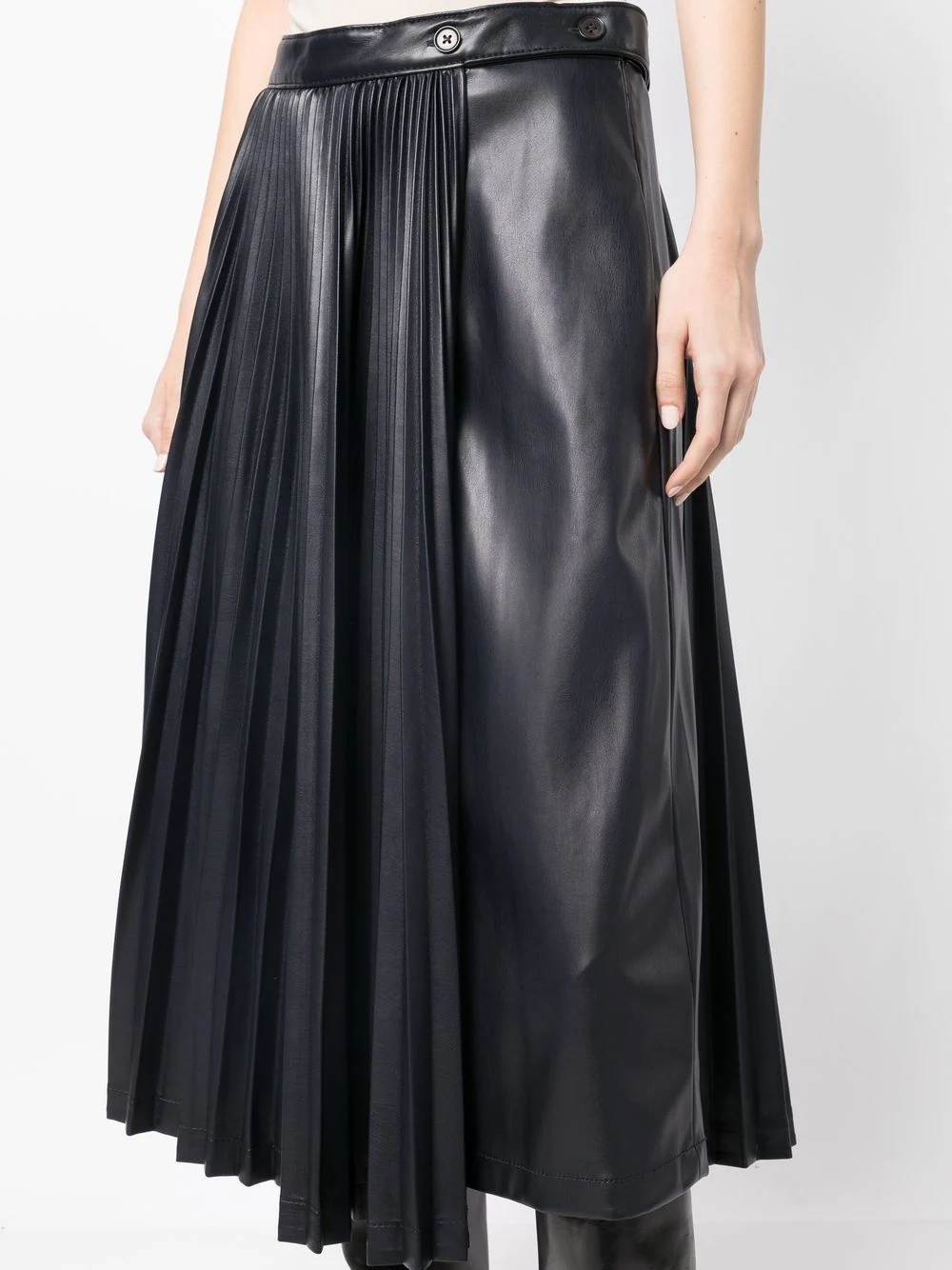 asymmetrical-pleat midi skirt - 5