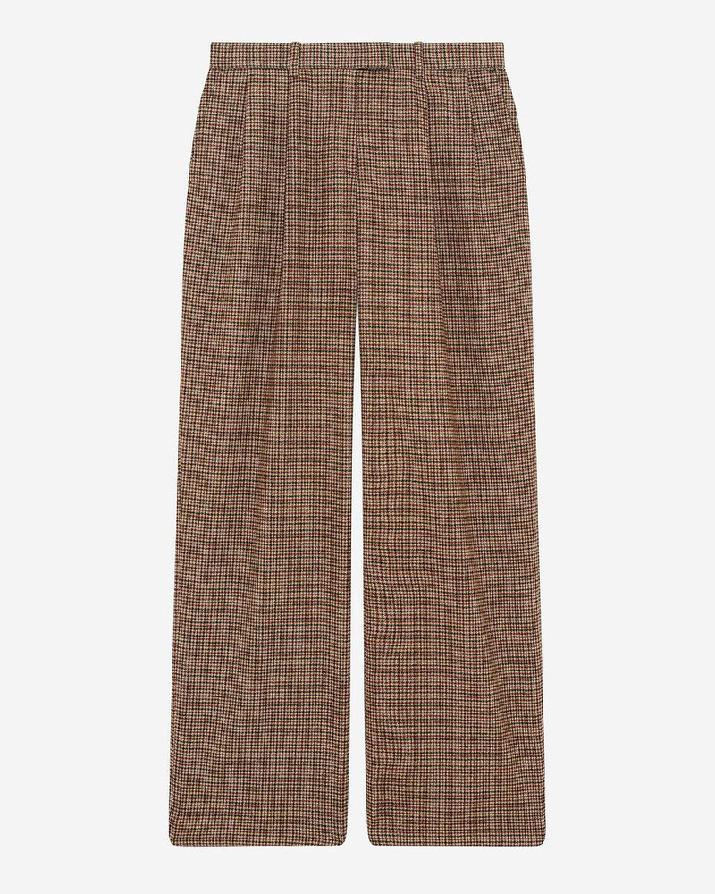 CAMEL HOUNDSTOOTH WIDE-LEG TAILORED PANTS 1