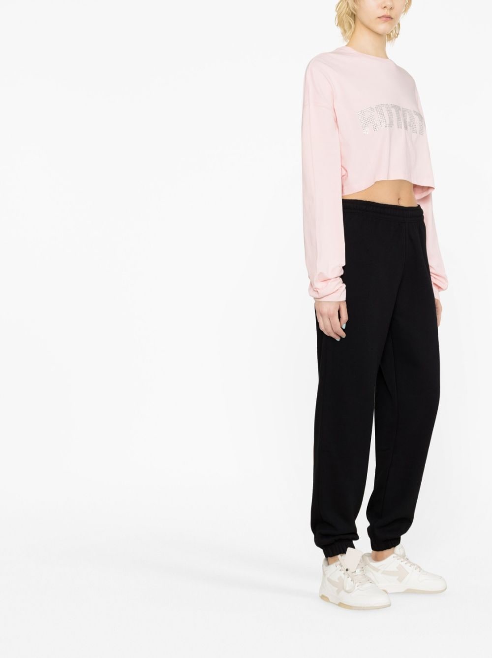 sequin-embellished logo crop top - 4