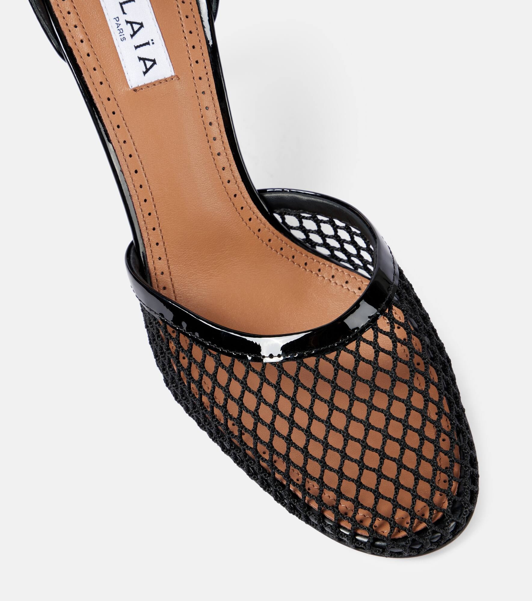 Leather-trimmed mesh pumps - 5