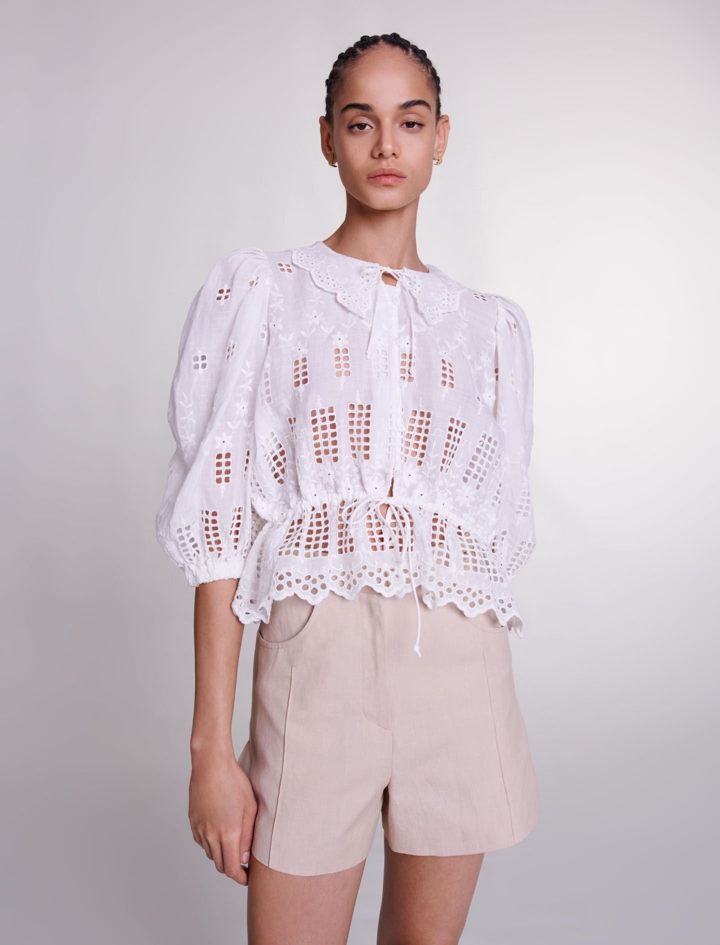 Embroidered ramie blouse - 6