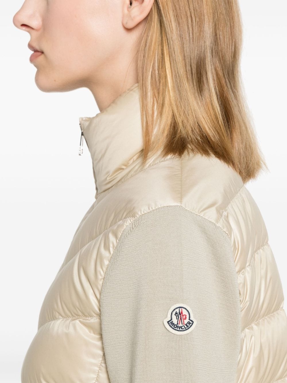 knitted-sleeve puffer jacket - 5
