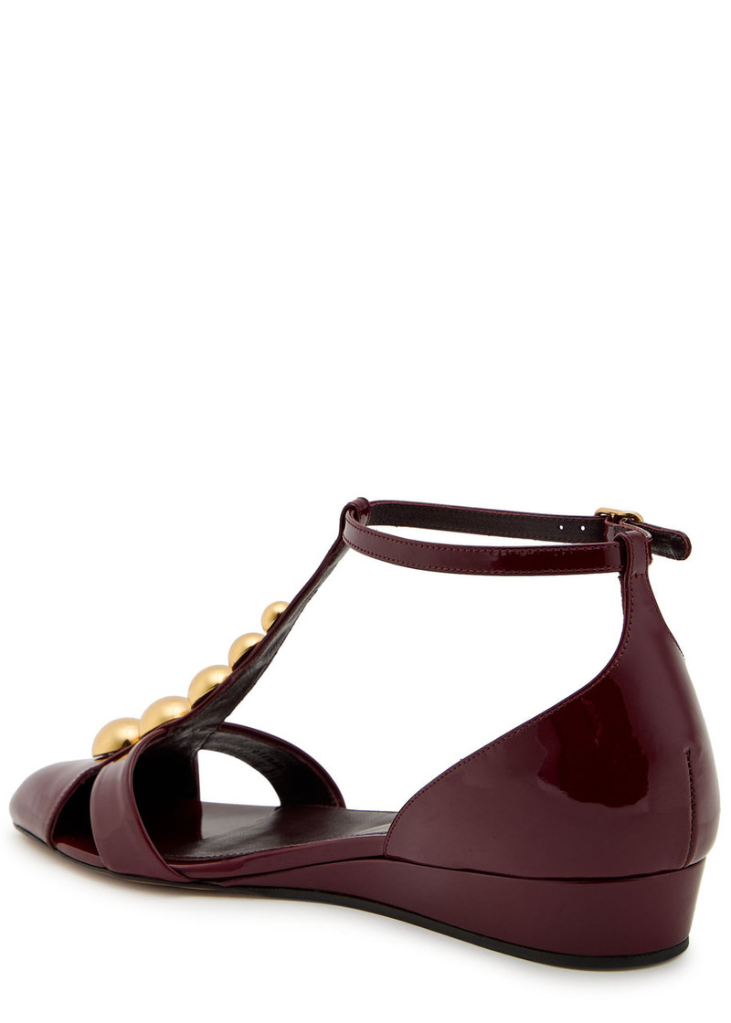 Chloé Chloe Cleia Stud-embellished Patent Leather Sandals outlook