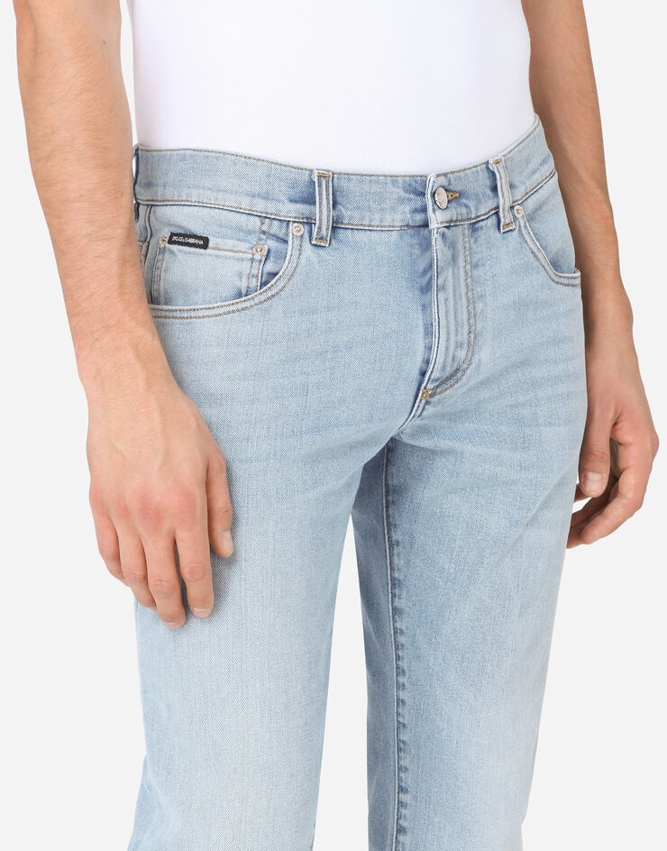 Washed light blue skinny stretch jeans - 4