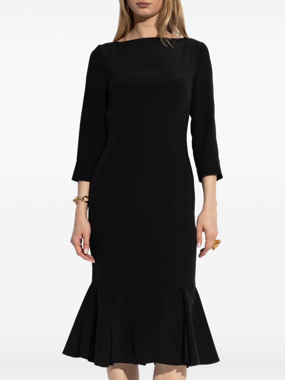 fitted dress with flared hem - 3