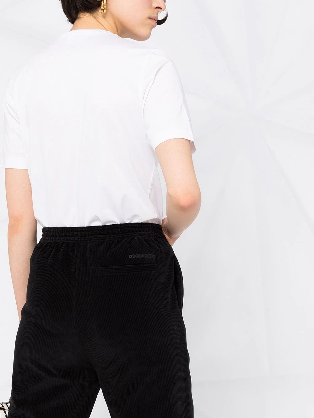 side-stripe corduroy track pants - 3