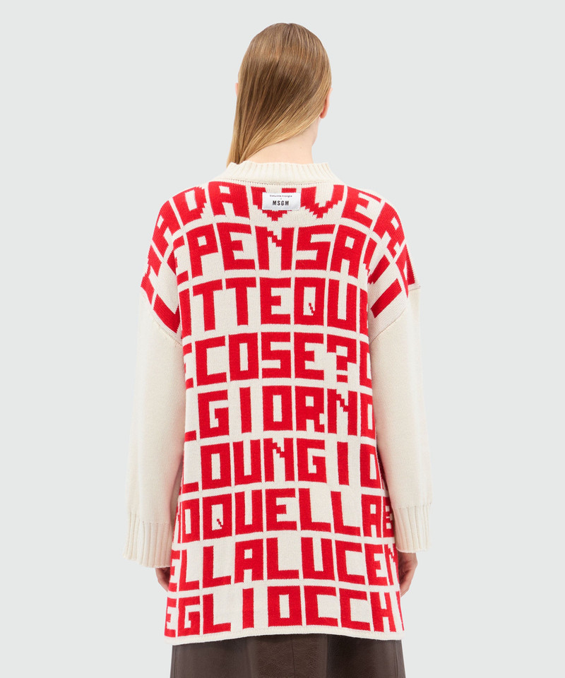 Caterina Frongia x MSGM cream jacquard sweater with red lettering 3