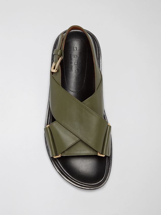 GREEN CALFSKIN CRISS-CROSS FUSSBETT - 4
