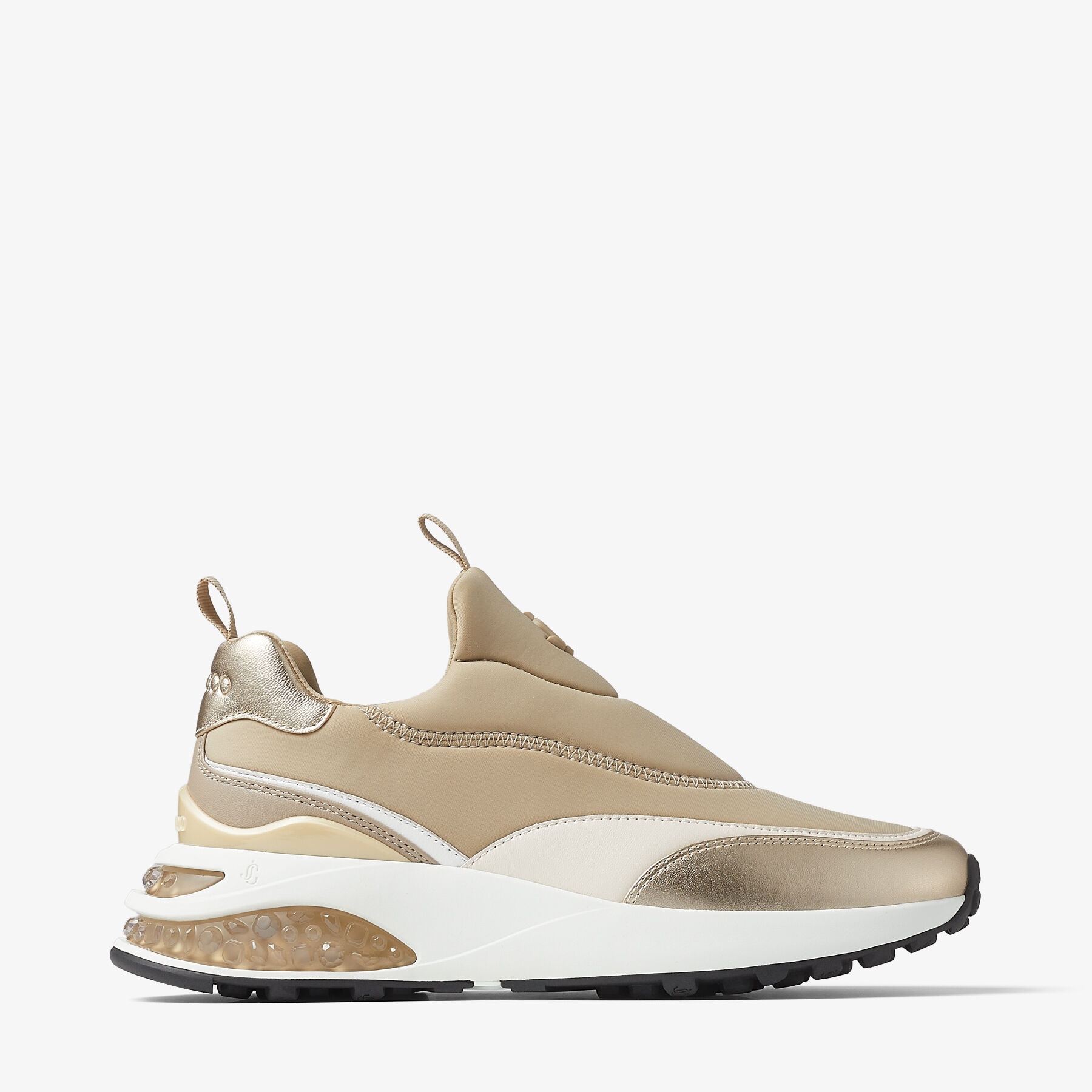 Memphis/F
Stone Neoprene and Champagne Leather Low-Top Trainers - 1